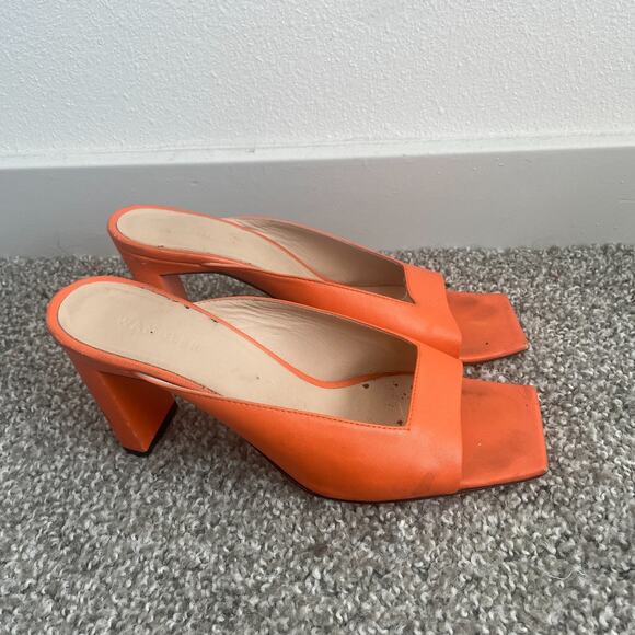 Wandler Isa Sandals Womens 40 US 9 Orange Leather Square Toe Party Classic Slide - Picture 1 of 7
